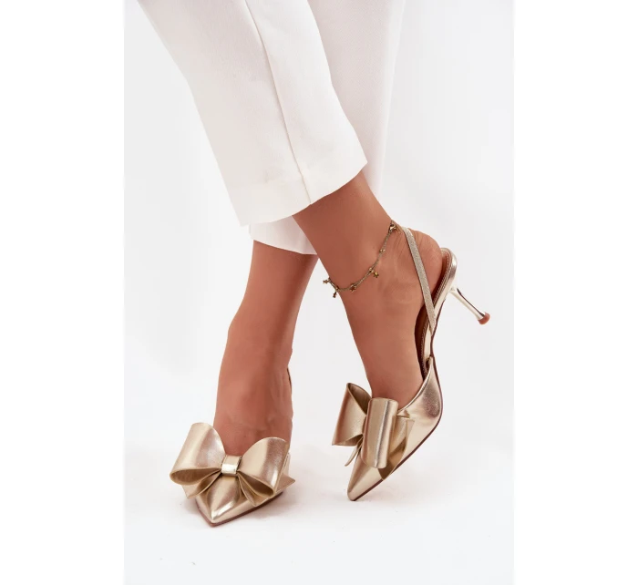 Lodičky s  a mašlí zlaté model 21715231 - Boto