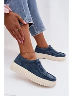Kožené semišové dámské polobotky na platformě modré model 22182365 - Boto Kožené semišové dámské polobotky na platformě modré model 22182365 - Boto