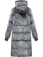 Šedá dámská manšestrová zimní bunda s kapucí model 21773179 - Libland