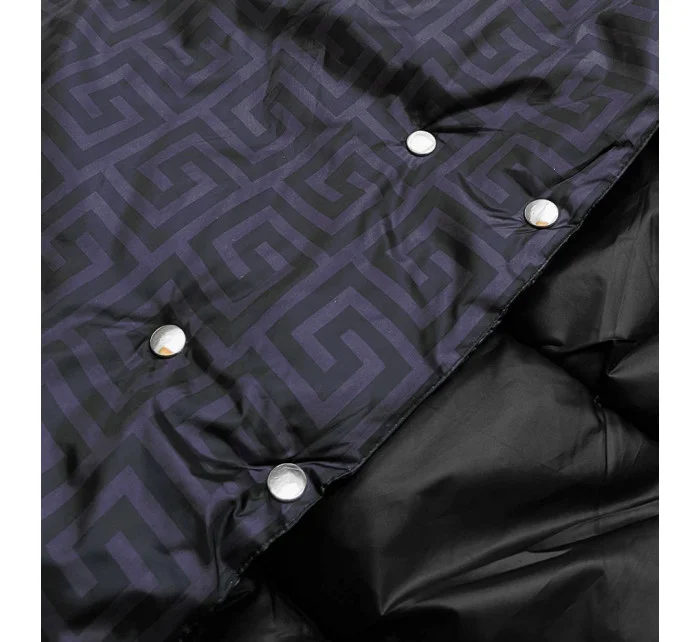 Čierna obojstranná dlhá bunda s kapucňou (p22-6635-1)