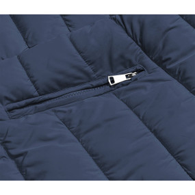Karamelovo-tmavo modrá obojstranná dámska zimná bunda (2M-21508)