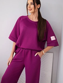 Dámska maslová viskózna mikina a široké nohavice svetlo fialová