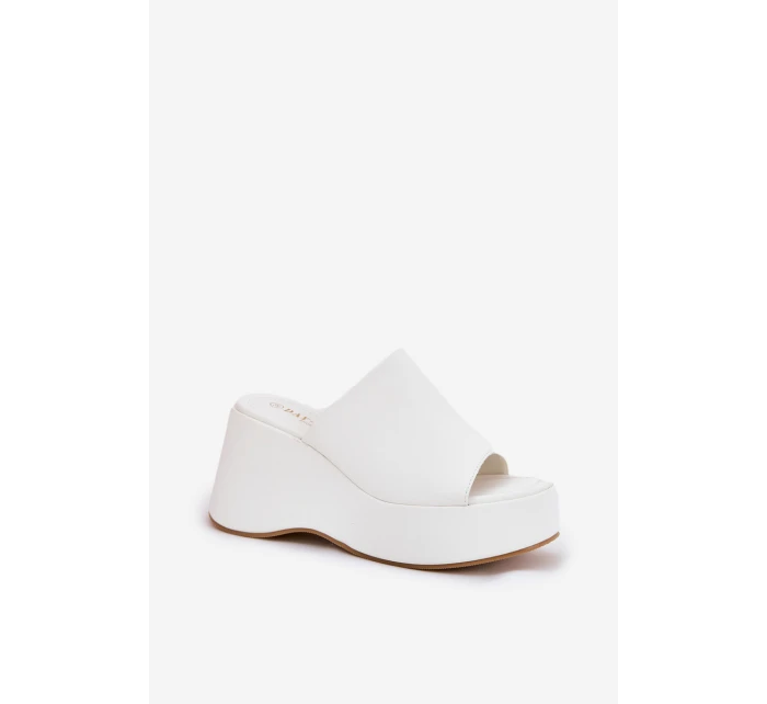 Eko Kožené Pantofle Dámské Na Platformě A Klínu Bílé model 21688543 - Boto