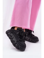 Dámské Kožené Tenisky Na Masivní Platformě model 21692679 Černé - Goe