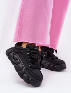 Skórzane Sneakersy Damskie Na Masywnej Platformie GOE RR2N4044 Czarne