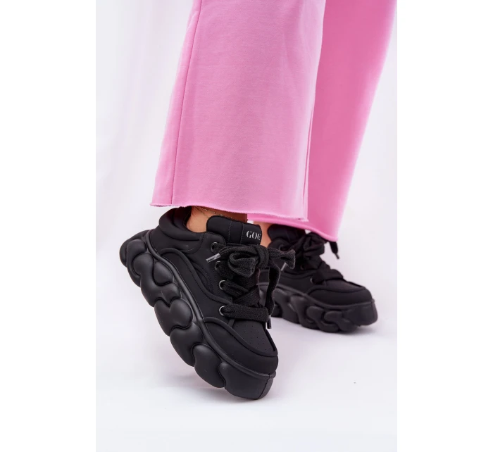 Dámské Kožené Tenisky Na Masivní Platformě model 21692679 Černé - Goe