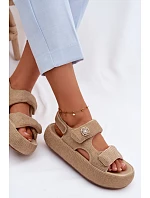 Ozdobené dámské sandály na platformě GOE TT2N4101 béžové