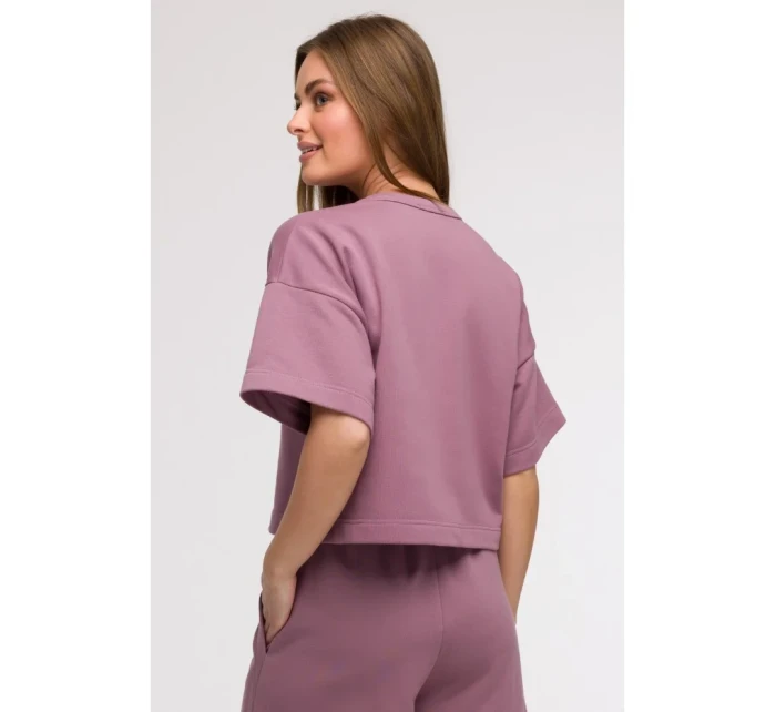 B294 Orezaná mikina s krátkym rukávom - heather