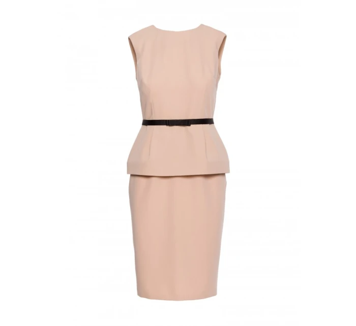 S427 Peplum šaty - béžové
