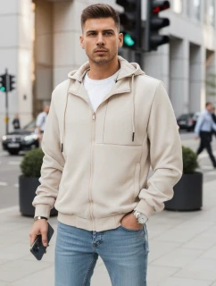 Pánska prechodná bunda s kapucňou béžová FashionStreet TX5030