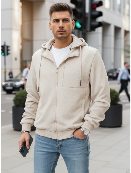 Pánská přechodná bunda s kapucí béžová Dstreet model 21986410 - FashionStreet