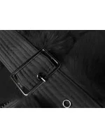 Čierna dámska zimná bunda s kožušinou (2M-008)