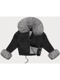 krátká dámská džínová bunda s kožešinovou podšívkou model 21796741 - J.STYLE