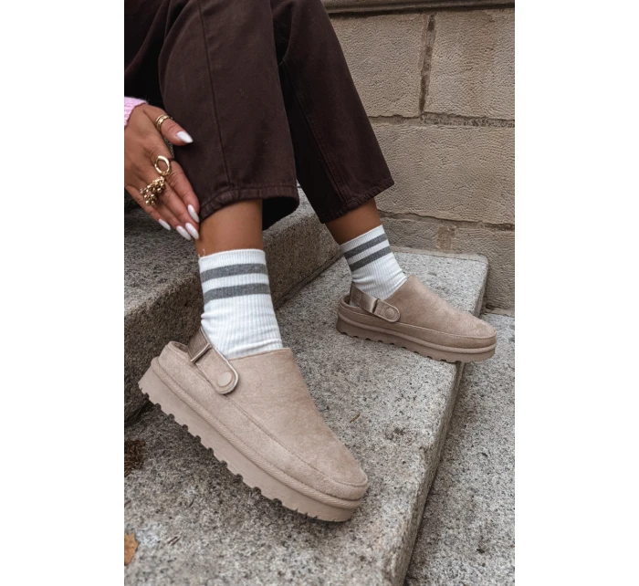 Damskie Kapcie Ocieplane Futerkiem Na Platformie Beżowe Azida Damskie Kapcie Ocieplane Futerkiem Na Platformie Beżowe Azida