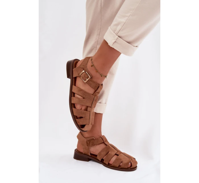 Dámské sandály Římské s Zlatým přezkou Camel Janessa