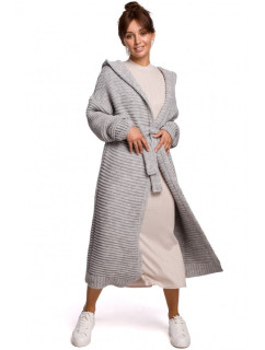 BK054 Dlhý sveter s kapucňou - šedý