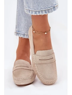 Dámske mokasíny z brúsenej kože Big Star - béžové
