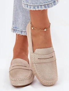 Dámske mokasíny z brúsenej kože Big Star - béžové