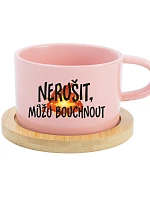 NERUŠIŤ, MOŽNO BUDEM BÚCHAŤ. – ružový hrnček Makronka 200 ml