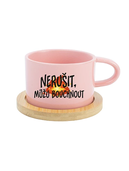NERUŠIŤ, MOŽNO BUDEM BÚCHAŤ. – ružový hrnček Makronka 200 ml