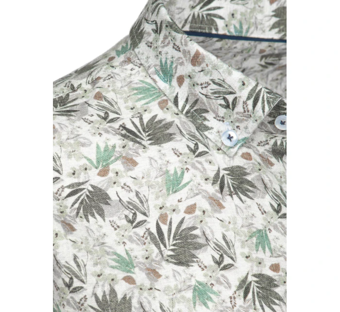 Pánska kvetinová biela košeľa FashionStreet DX2633