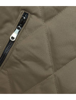 Prešívaná bunda v olivovej farbe s ozdobnými sťahovacími lemami (16M9086-84)