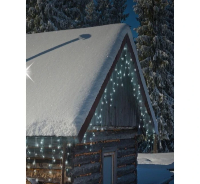 VIANOČNÝ STROMČEK SVETLÁ VONKAJŠIE SVETLO OPONA 360 VIEDOL ČASOVAČ STUDENÁ BIELA PRIEHĽADNÝ KÁBEL