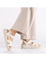 Béžové dámske sandále na platforme Rieker V4952-60