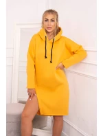 Šaty s kapucňou a bočným rázporkom broskyňové Šaty s kapucňou a bočným rázporkom broskyňové