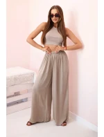 Dámske široké nohavice z viskózy s elastickým ťavím pásom