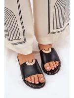 Klapki Damskie Eko Skórzane Z Ozdobnymi Detalami Czarne Mevith Klapki Damskie Eko Skórzane Z Ozdobnymi Detalami Czarne Mevith