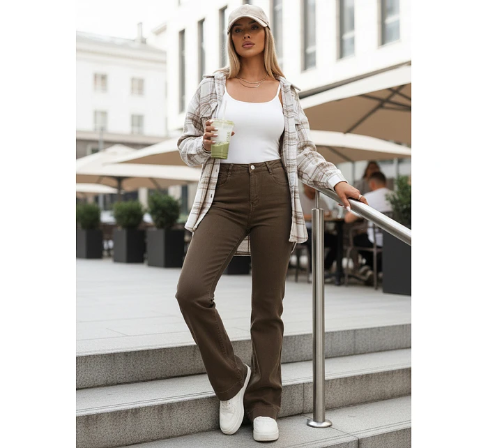 Jeansy damskie wide leg brązowe model 22123831 - FashionStreet