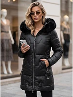Dámska zimná prešívaná bunda s kapucňou, čierna, FashionStreet TY5738 Dámska zimná prešívaná bunda s kapucňou, čierna, FashionStreet TY5738