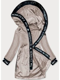 Tenká dámska bunda v kakaovej farbe s ozdobnou lemovkou (B8145-51)