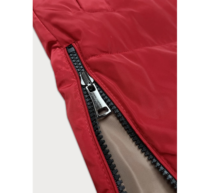 Dámska obojstranná vesta s kapucňou S'West v červeno-béžovej farbe (B8221-4)