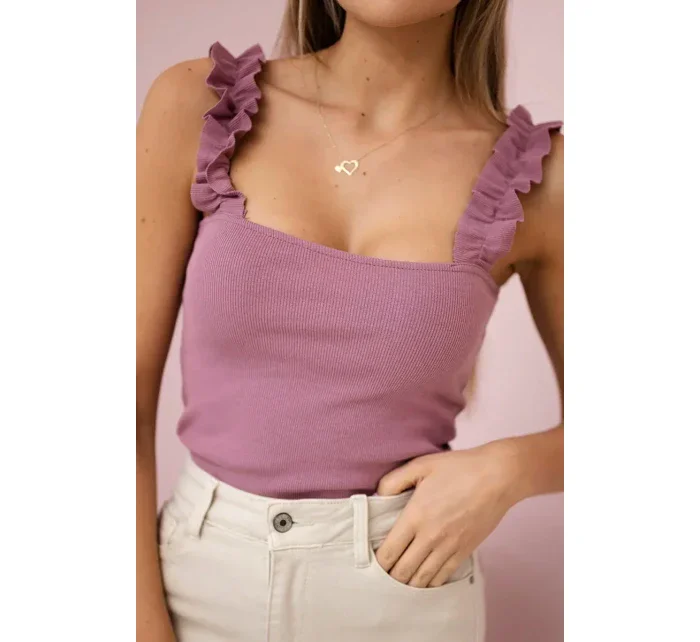 Tmavo ružová nariasená blúzka bez ramienok