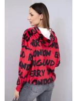 Dámska oversize mikina s kapucňou a potlačou červená Dámska oversize mikina s kapucňou a potlačou červená