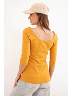 Blúzka s okrúhlym výstrihom tmavá horčica