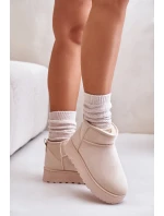 Śniegowce Damskie Na Platformie Ocieplane Futerkiem Jasnobeżowe Xamella