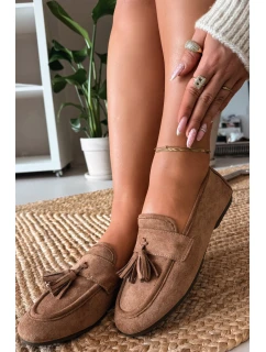 Dámské mokasíny ploché s třásněmi hnědé model 21919041 - Boto