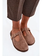 Dámské pantofle z imitace semiše tmavě béžové model 22125691 - Boto