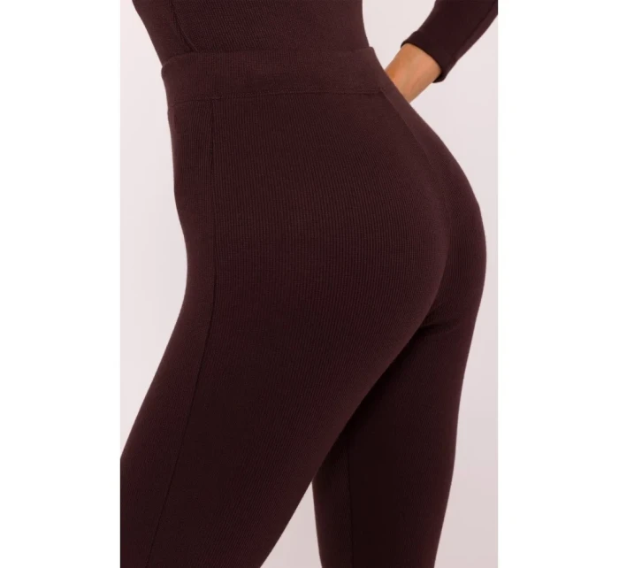 M816 Rebrované legíny s rozdelenou nohavicou - hnedé M816 Rebrované legíny s rozdelenou nohavicou - hnedé