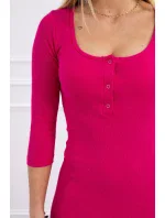 Šaty s výstrihom na gombíky fuchsiové