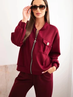 Dámska súprava z maslovej viskózy s mikinou na zips a nohavicami slivka