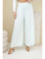 Dámske nohavice z viskózy s elastickým pásom mätovej farby