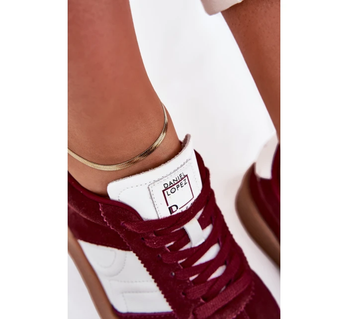 Zamszowe Sneakersy Damskie Daniel Lopez Just Dare SS2D4023 Bordowe