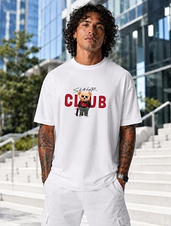 Tshirt męski oversize z nadrukiem bawełniany biały model 22216173 - FashionStreet