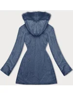 Svetlomodrá obojstranná dámska prešívaná bunda - kožuch (H-897-100)