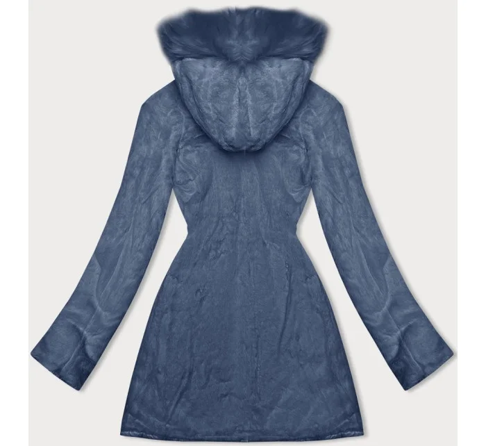 Svetlomodrá obojstranná dámska prešívaná bunda - kožuch (H-897-100)