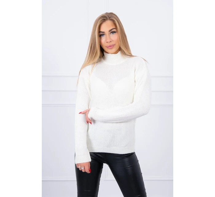 Polovičný rolákový sveter ecru